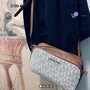 Michael Kors Brown and Gray Signature Crossbody Bag